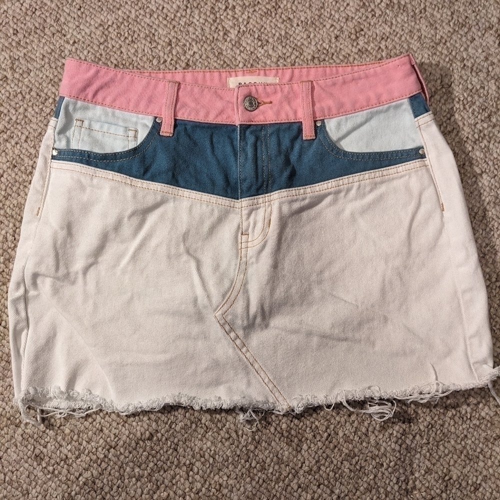 PACSUN multi color denim skirt, size 27
